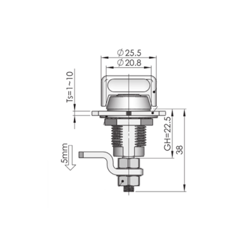 MS816-3S-2 Štvorcový 6*6mm cylindrický zámok s kompresnou západkou MS816-3S-2 Štvorcový 6*6mm cylindrický zámok s kompresnou západkou