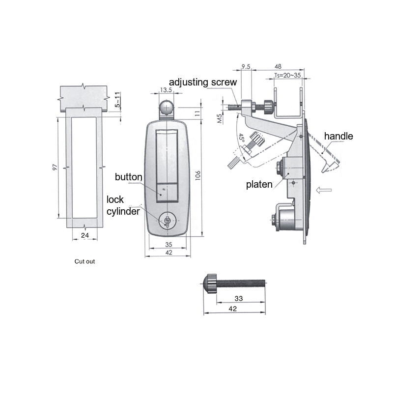 Zámky skrine MS718 255g s nastaviteľnou kompresiou Zámky skrine MS718 255g s nastaviteľnou kompresiou