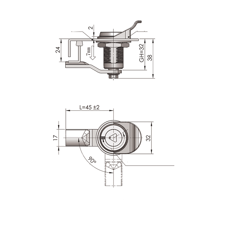 MS816-1-4S Zámky s kompresnou západkou Štvorcový 8*8mm valec zámku bez zárezu MS816-1-4S Zámky s kompresnou západkou Štvorcový 8*8mm valec zámku bez zárezu